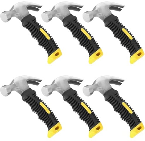 FUNSUEI Lot de 6 petits marteau charpentier-clou 250 g avec poignée TPR antidérapante - Marteau miniature pour bricolage, réparation, camping, travail du bois, maquette