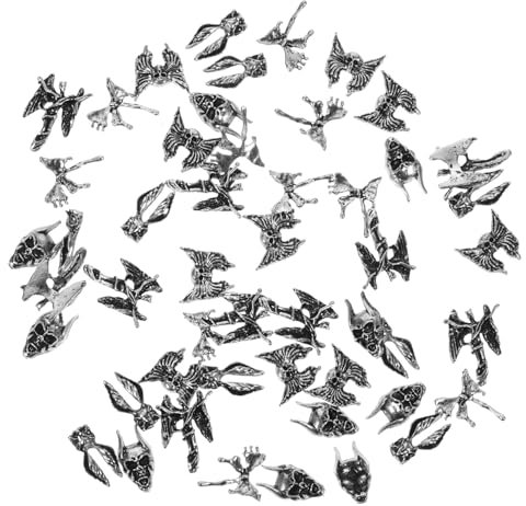 FRCOLOR Set of 50 Skull Nail Charms 3D Gothic Nail Charms for Halloween Nail Art Unique Metal Decorations