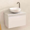 BELLOBATH - Mueble Baño Suspendido con Lavabo de Cerámica Redondo, Mueble Baño con Lavabo Montado con 1 Cajón, 49,5 x 32 x 30 cm, Mueble Blanco
