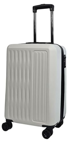 Infinity Leather White Hard Shell ABS Cabin Suitcase 56 x 38 x 24 cm Luggage Suitable for Easyjet, Ryanair,Flybe
