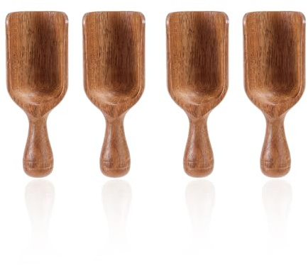 BOXOB 4pcs Cuillère à Café en Bois, Cuillères Café Polyvalentes à Mesurer le Sel et les Grains Ustensiles de Cuisine