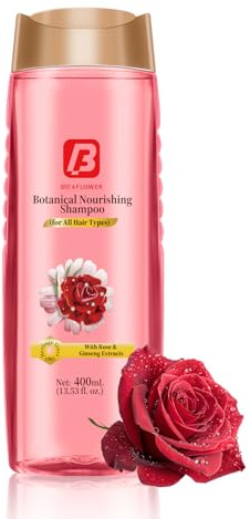 Bee&Flower Shampoo, Nährpflege und Reparatur Haarpflege, für alle Haartypen, Ginseng Rose Pflanzen Essenz Formel, Blumen Duft, 400ml