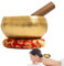 Tibetan Singing Bowl, Handmade Sound Bowl for Meditation, Brass and Wooden, Includes Wooden Mallet and Cushion, Ideal for Yoga, Chakra Healing, Mindfulness Practice, and Stress, 8.5cm and 9.5cm