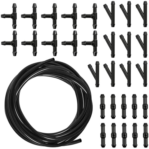 Kit Manguito Lavacristales - Manguera Limpiaparabrisas Coche 6m con 30 Conectores, Manguito de Goma Automotriz Universal