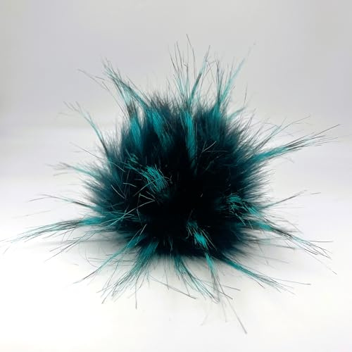 ELLIESKY Premium Kunstfell Bommel für Mützen und Beanies, Fake Fur, Winter Fellbommel, DIY (Türkis-Blau)