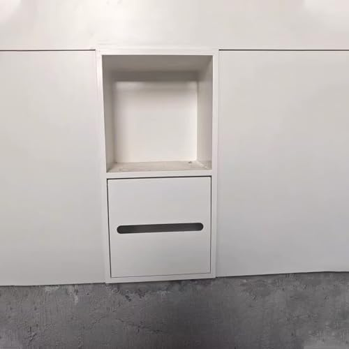 Minglez Toilettenpapierhalter Unterputz Duschablage mit Ablage, Flächenbündig Montierter Toilettenpapierhalter zur Aufbewahrung, Weißer Duschablage-Einsatz (40 x 20 cm)(White)