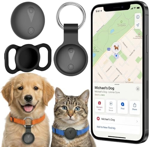 Cat Tracker Collar, Dog Tracker No Monthly Fee, Cat Tracker Compatible with iOS and Android, Real-Time Tracking Cat GPS Tracker, Long Battery Life Waterproof Smart Pet Tracker, Black