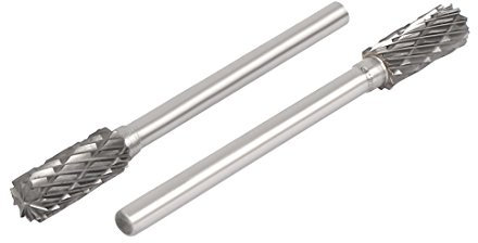 sourcing map 2pcs Fraise Rotative lime 3mm Dia tige ronde 5mm tête Dia gravure acier tungstène