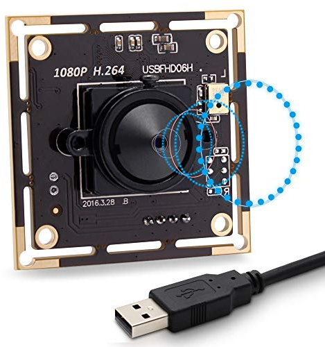 SVPRO 3.7mm Pinhole Lens USB Camera Module Board 1080P Full HD, Sony IMX323 USB Camera Board with Microphone, 0.01Lux Low Illumination Webcam H.264 Video Output
