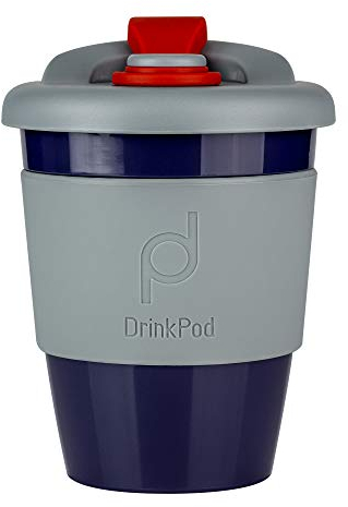 DrinkPod Tasse à café réutilisable en plastique sans BPA – STORM, GRIS, 340 ML / 12 oz