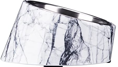 SuperDesign Gamelle inclinée à 15 ° pour chiens et chats, mangeoire pour chien Bulldog à angle incliné, antidérapante et anti-déversement, plus facile à atteindre les aliments S/0,5 tasse motif marbre