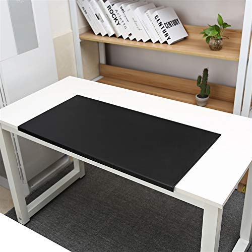 SK Studio Schreibtischunterlage mit Kantenschutz wasserdichte PU Leder, rutschfeste mit Kantenverriegelung Mausunterlage für Computertastatur, PC und Laptop Schwarz 80x40cm