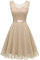 Berylove Femme Robe de Cocktail Courte Top Dentelle Jupe Mousseline Swing pour Bal Mariage BLP7005Champagne M