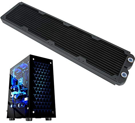 Tosuny Refroidisseur de Refroidissement par Eau pour radiateur d'ordinateur, Accessoire Informatique Radiateur TW-480mm en cuivre à 14 Tubes pour la stabilité du processeur.