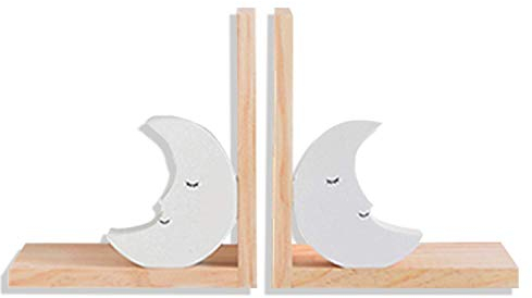 Nacnic - Ensemble de Deux Serre-Livres en Bois de Lune Blanche. Serre-Livres antidérapants pour étagères. Décoration de Chambre d'enfant.