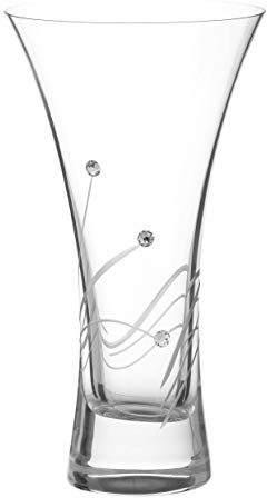 DIAMANTE Trumpet Vase 'Glasgow' - Small Hand Cut Crystal Vase with Swarovski Crystals - 18cm (7 inches tall)