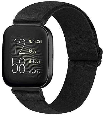 Runostrich Adjustable Elastic Watch Straps Compatible with Fitbit Versa/Fitbit Versa 2 Nylon Sport Loop Stretch Wristband Replacement Band for Women Men (L)