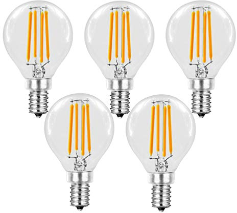 Trango 5er Pack E14002*5 LED Filament Globe Birne 5 Watt 450 Lumen I 3000K Warmweiß I Ersatz für 40W Glühlampe I Glühbirne I Lampe I LED Birne in Kugel Form mit E14 Fassung I Abstrahlwinkel 360°