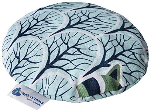 Medi Partners Kirschkernkissen Wärmekissen Körnerkissen für Babys 180g rund 15cm Öko Natur 100% Baumwolle Wärme + Kältetherapie Massagetherapie (Waschbär im Wald)
