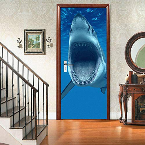 VIRANDA 3D Türtapete Selbstklebend TürPoster - Hai - Türaufkleber Fototapete Abziehen und Aufkleben Türfolie Tür Tapete Stickers86x200cm