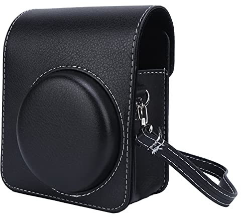 Akozon Instant Camera Protective Case PU Leather Mini Camera Case Bag with Adjustable Shoulder Strap for Instax Mini 40 Camera Mini Slim Skin Protective Digital Camera Case Cover(Black)