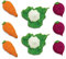 Anniversary House Hand-made Vegetable Patch Edible Sugarcraft Cake Toppers | Carrot, Cauliflower, Radish | 2-3cm each | SF611, Green, Orange, Violet