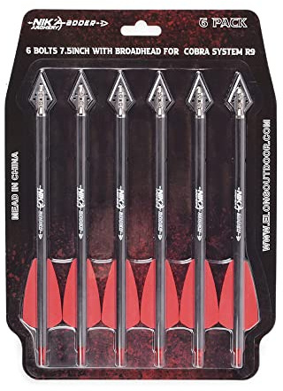 ELONG OUTDOOR 7,5 Zoll Armbrustbolzen Carbon Pfeile mit 2-Blatt Jagdspitze für die Bogenschießjagd Schießen 6 / STK