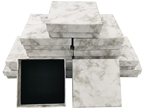 DUGYIRS 12 Stück Schmuckschatullen aus Pappe Quadratische Schmuck Geschenkboxen für Verpacken Halsketten Armbänder Ohrringe(Marmorierung)