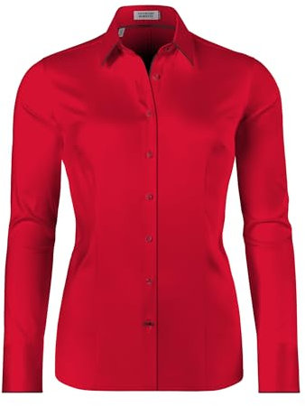 Vincenzo Boretti Chemisier, Slim-fit/Taille cintrée, élastique, col de Chemise - Facile à Repasser Rouge 38
