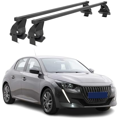 OMAC Dachträger Querträger Stahl für Peugeot 208 II 2019-2026 – Abschließbar – City-Crash-getestet – DIN 75302:2019 – ISO/PAS 11154:2006 – Max. 50 kg Schwarz