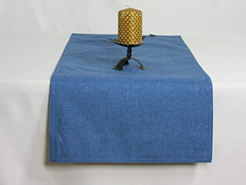 Tischläufer | Blau - Eckig - 40x140cm | Tischband | Mitteldecke | Leinen-Optik | Lotus-Effekt | Schmutzabweisend