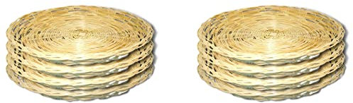 Jojomino 8 Pcs Bamboo Paper Plate Holder - 10 Inch Round Woven Plate Holder, Reusable Paper Plate Holders for Picnic