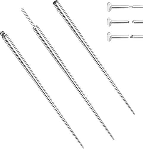 BodyAce 14G 16G 18G Titanium Piercing Taper, Threadless Nose Insertion Pin Screw On Assistant Tool, Ear Body Piercing Stretching Kit for Belly/Lip/Eyebrow Jewellery (16G=1.2mm)