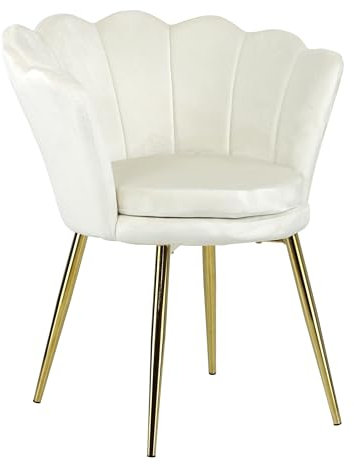 Totò Piccinni Poltroncina VELVET imbotita con schienale a conchiglia in velluto con gambe oro (Beige)
