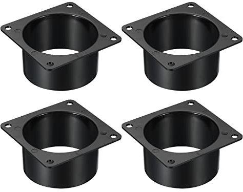PATIKIL 3 Duct Connector Flange, 4 Pack Dryer Vent Wall Plate Square to Round Straight Ducting Plate for Air Heating Cooling Ventilation Exhaust Fan, Black