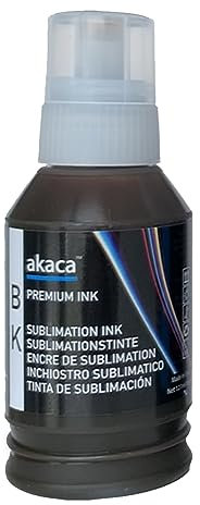 akaca Encre de Sublimation 127ml (1x Noir) Transfert de Presse à Chaud sur des Tasses, t-Shirts, Coques de téléphone etc., Compatibles avec Epson EcoTank Supertank Imprimantes ET-2720 ET-2800 WF7710