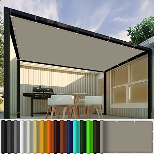 Shade Sails Waterproof 3 x 4.5 m(9.8 x 14.8ft), PES Polyester 98% UV Block Patio Sail pergola with Free Rope for Outdoor Patio Garden Lawn Pergola Decking, Khaki