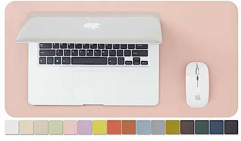 Kompakte Leder-Schreibtischunterlage – rutschfeste PU-Schreibtischunterlage und Mauspads für Büro und Zuhause – Schreibtisch-Organisation und Zubehör (Rosa,60cmx 30cm)