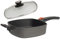SKK große 2-tlg. Aluguss Grillpfanne 28x28 cm - viereckige Hochrand-Pfanne Induktion - Stiel abnehmbar - Glasdeckel Edelstahlrand - Made in Germany