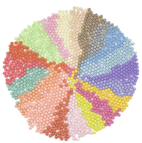Bastelperlen zum Auffädeln ca. 1500 Stück Perlen Pastell für Armbänder Selber Machen Acrylperlen 6mm Kinder und Erwachsene Mehrfarbig Matte Perlen Basteln für Armbänder Schmuck