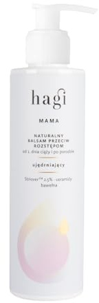 Hagi Mama Lotion Naturelle Vergetures pour Femmes Enceintes et Après L'accouchement avec Complexe Striover, Céramides et Huiles Lin et Coton, 98% Ingrédients Naturels, 200ml