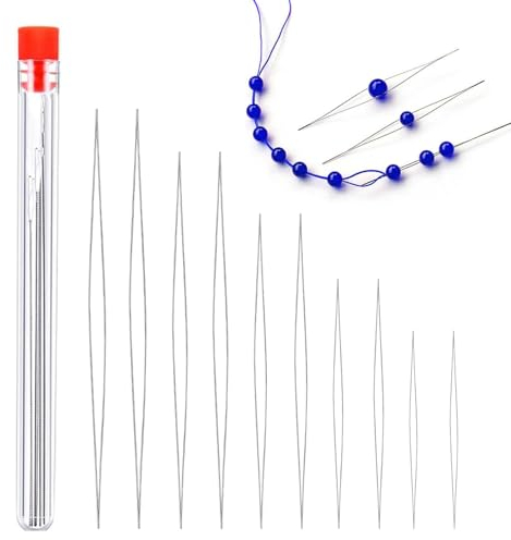 NAYAGOGO 10 Pcs/5 Sizes Stainless Steel Sewing Needles, Beading Needle, Big Eye Beading Needles for Jewellery Making, Bead Needles for Jewellery Making (5.8cm, 7.5cm, 10.2cm, 11.5cm, 12.7cm)