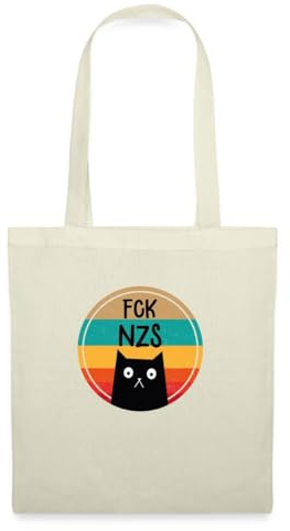 Spreadshirt FCK NZS Katze Gegen Rechts Politik Stoffbeutel, One size, Natur