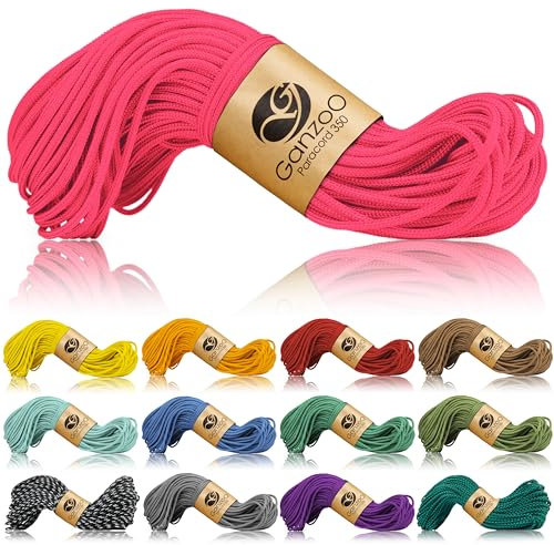 Ganzoo Paracord 350 Seil, Nylon Polyester, 2,5mm, Typ 1, 30m, Outdoor Schnur, Allzweckseil, Takelung für Armband, Hundehalsband, Hundeleine Knüpfen, Camping Survival, Magenta