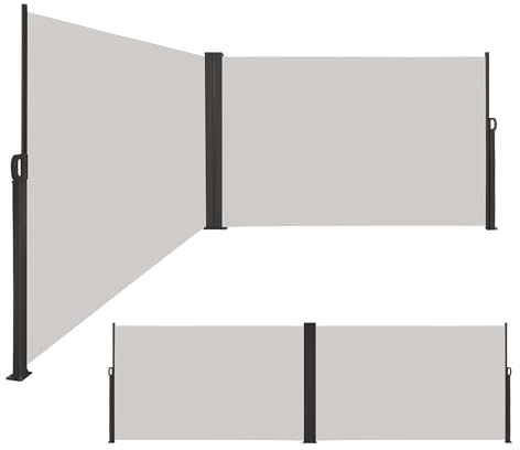 XINZI Store latéral extensible en aluminium - Double face - Avec fonction rétractable automatique - Protection solaire - Brise-vue - Pour balcon, terrasse, jardin - Gris clair - 180 x 600 cm