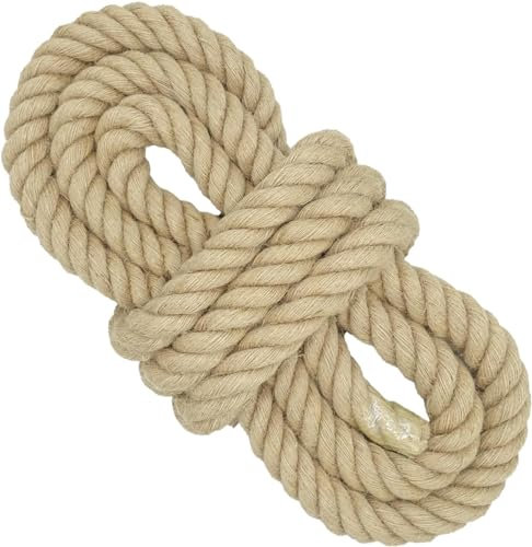 18 mm * 30 m Corde de Jute, Corde de balançoire à 4 brins, Corde de tir à la Corde, Corde en Toile de Jute pour travaux manuels, Jardinage, hamac, décoration de la Maison, Garde-Corps, Quai