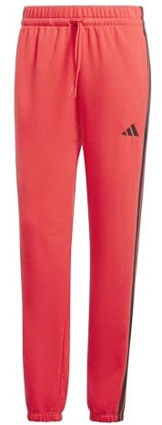 adidas Damen Essentials 3-Stripes French Terry Cuffed Pants, Pure Ruby/Black, M