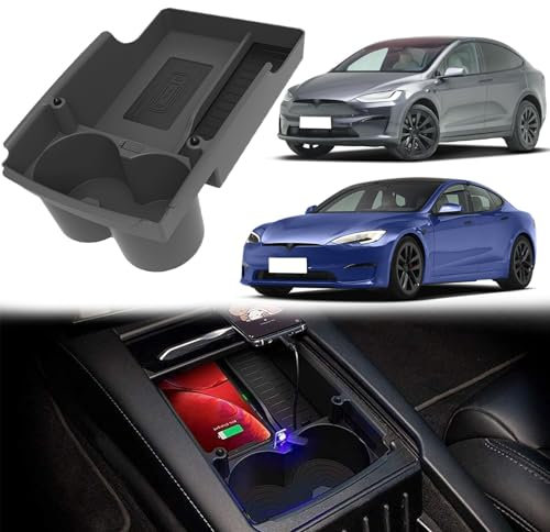 Wireless Car Charger for Tesla Model S/X (2017-2021) All Models with High Temperature Protection Function Any Qi Enabled Phone
