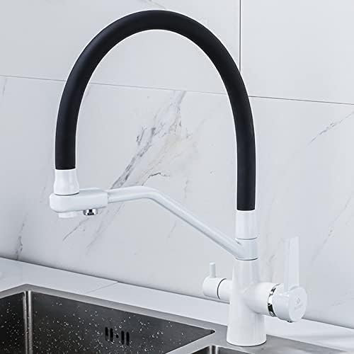 3 Way Kitchen Tap Pull Out Black Silicone Hose Kitchen Mixer Taps with Pull Out Spray 3 in 1 Water Filter Tap 360° Rotatable Black,White