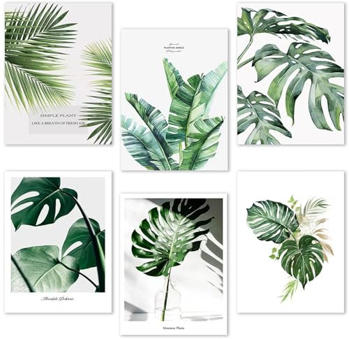 OPUHOHR 6 Pieces Lascia Wall Art Print, 20x25cm Stampede Quadri su Tela Unframed, Modern i Decorazioni da Muro per Casa Soggiorno Camera da Letto e Cucina Poster Green Decor